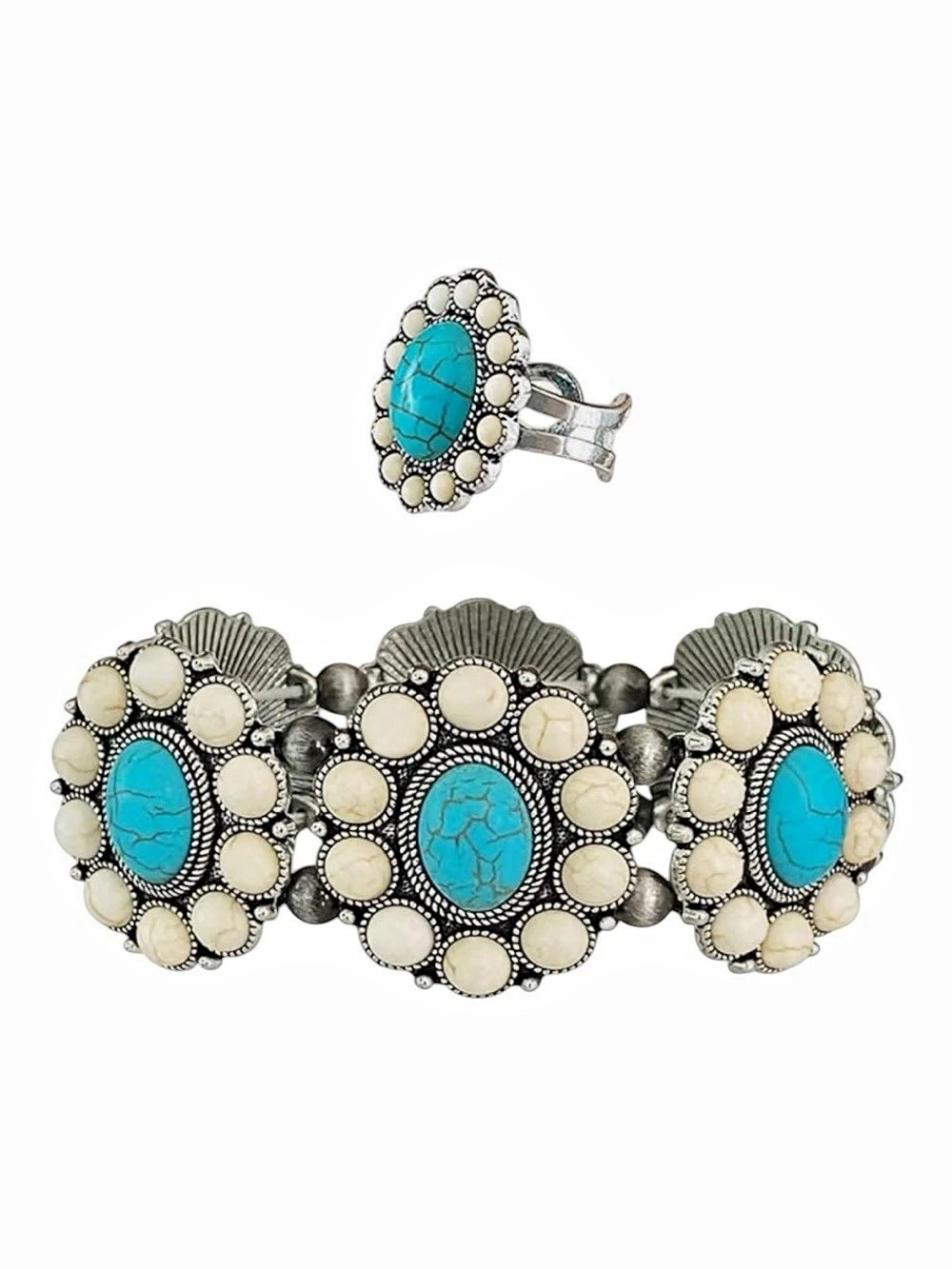 TOPACC Turquoise Statement Bracelet & Ring Set-NWT